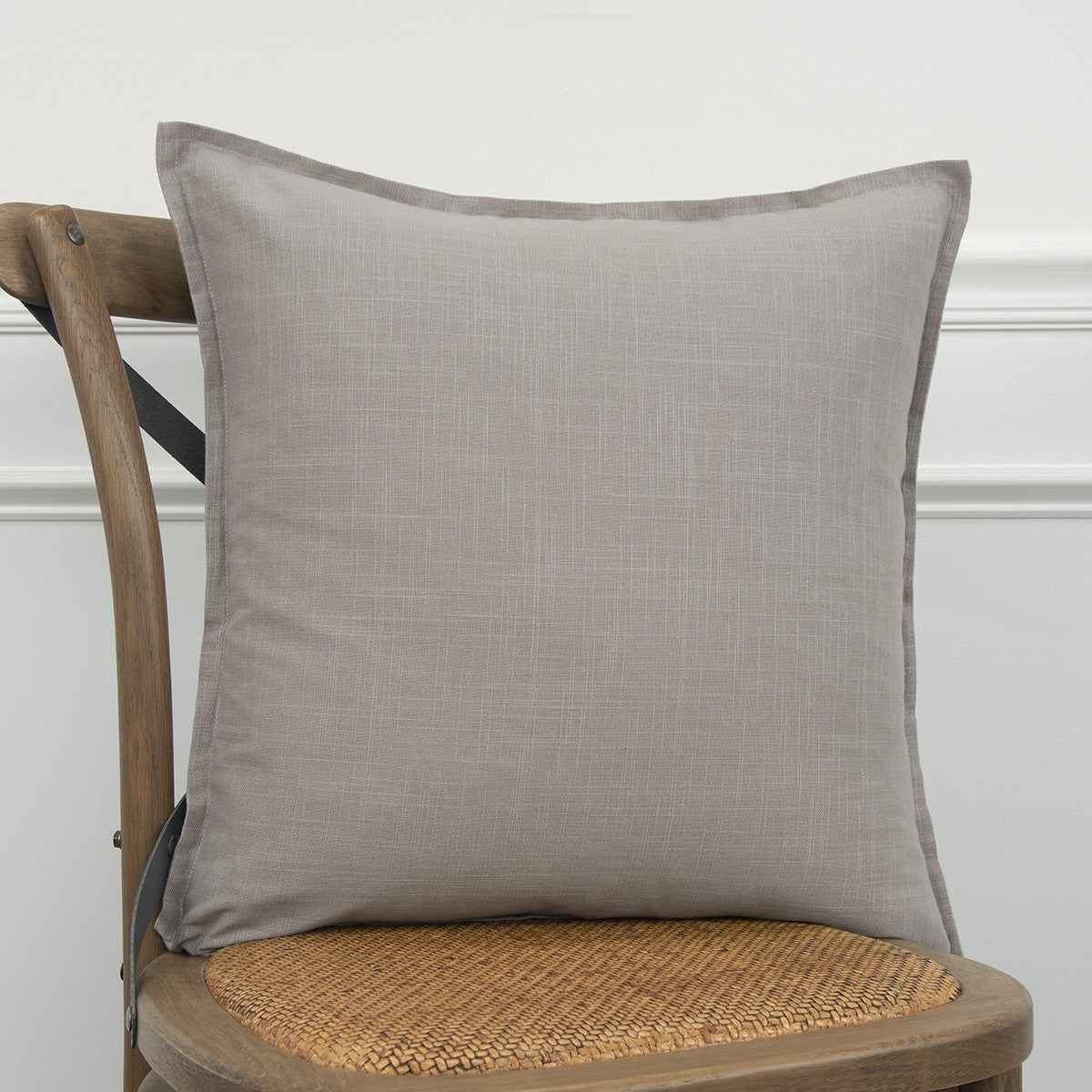 Gray Solid Color Flange Edge Throw Pillow