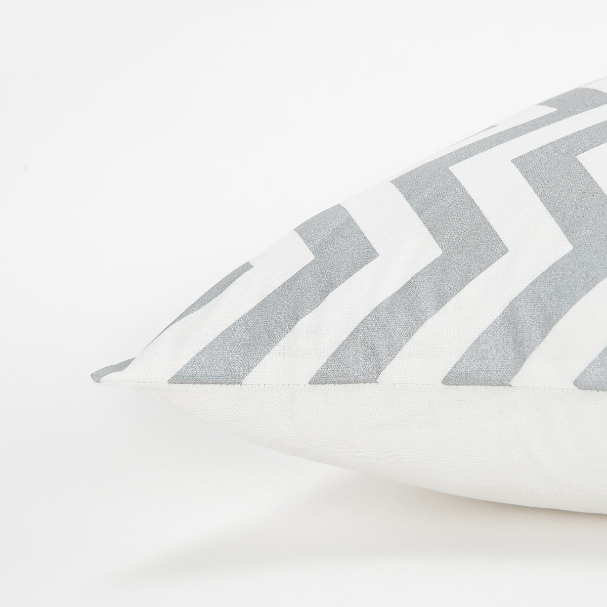Silver Ivory Chevron Down Filled Throw Pillow