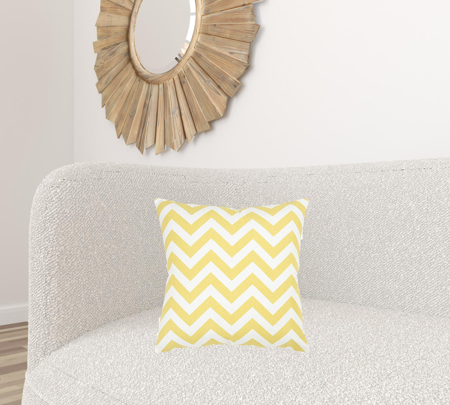 Yellow Ivory Chevron Down Filled Throw Pillow