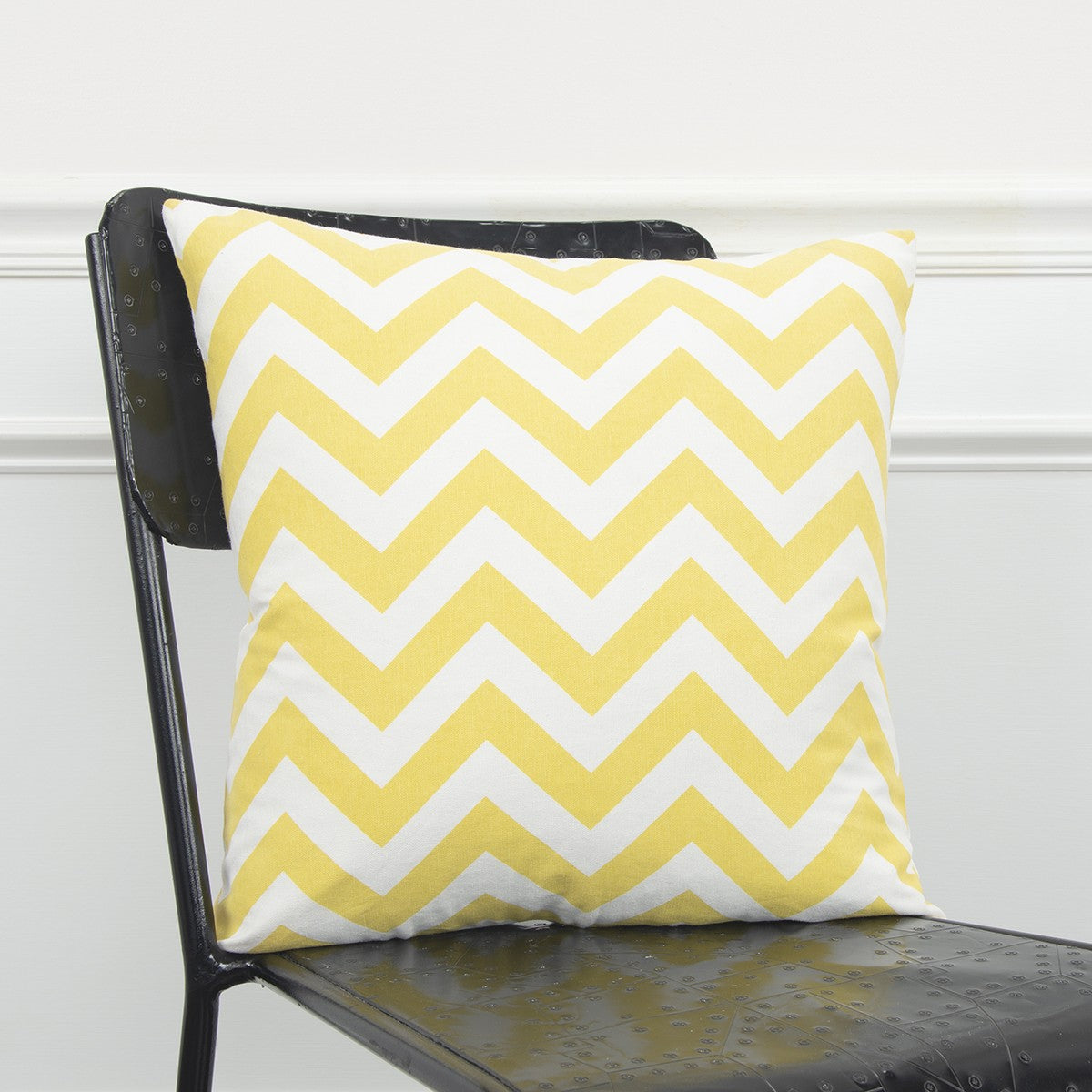 Yellow Ivory Chevron Down Filled Throw Pillow