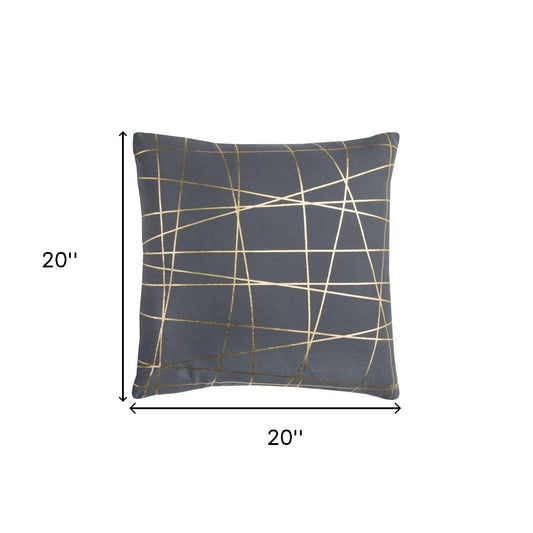 Gray Gold Contemporary Linework Throw Pillow