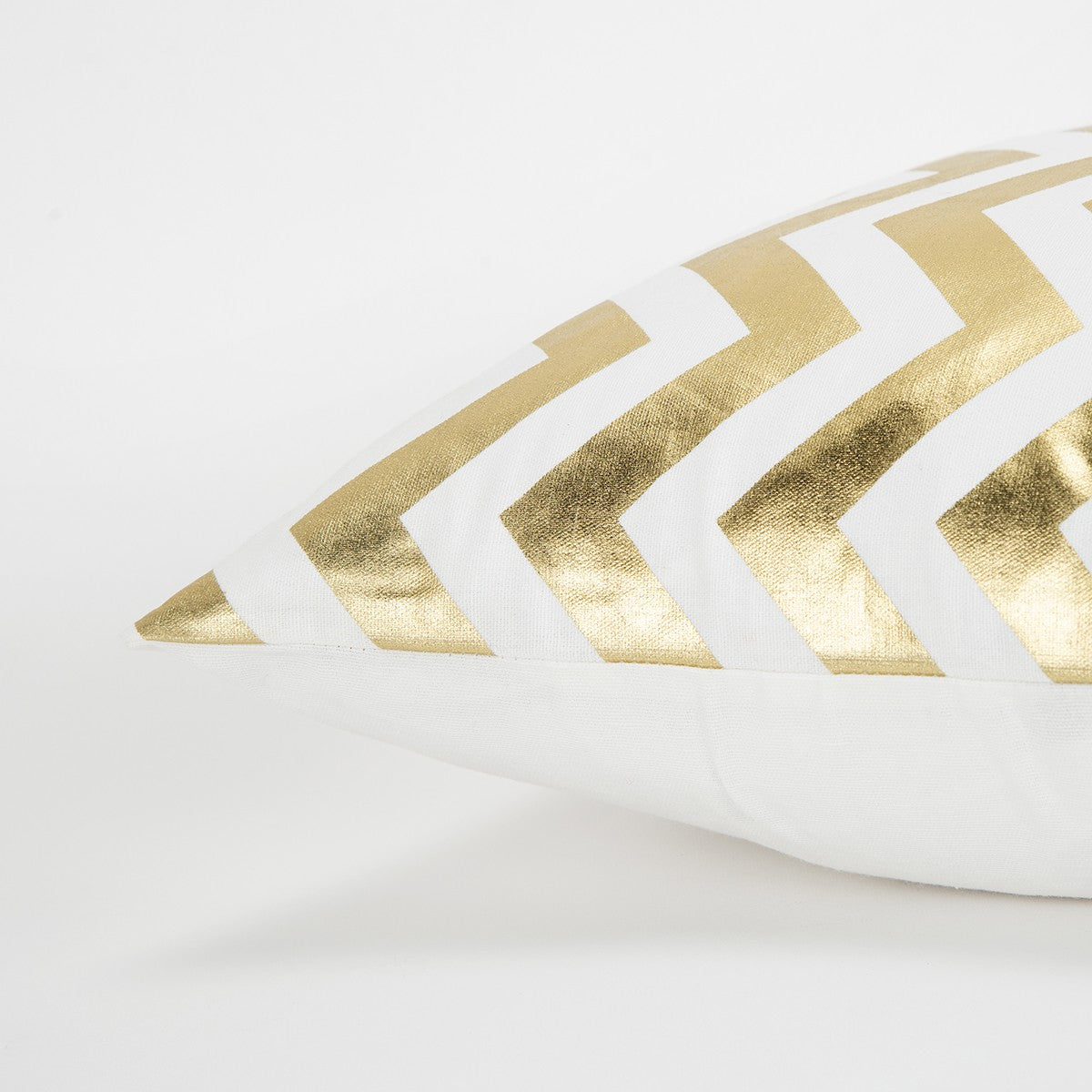 Gold Ivory Chevron Down Filled Throw Pillow