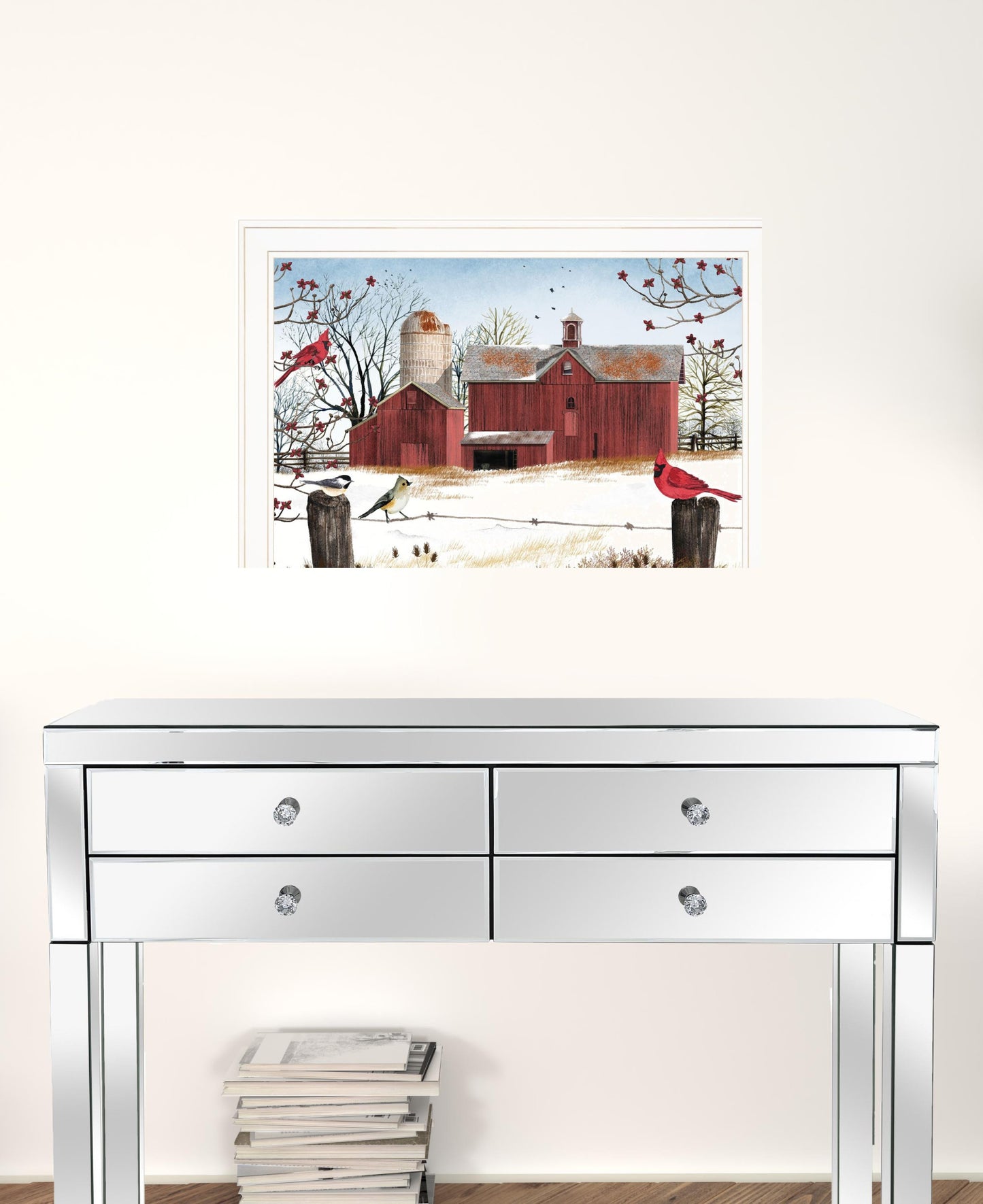 Winter Friends 7 White Framed Print Wall Art