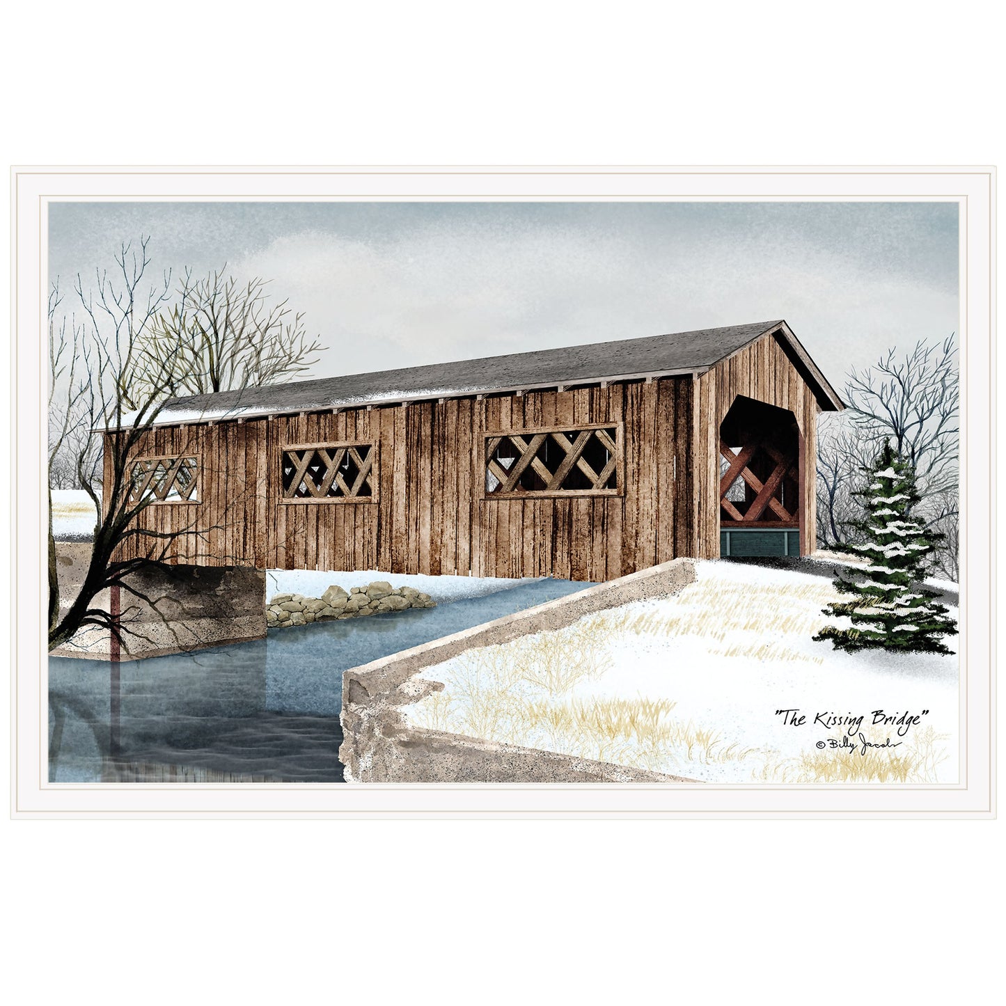 The Kissing Bridge 5 White Framed Print Wall Art