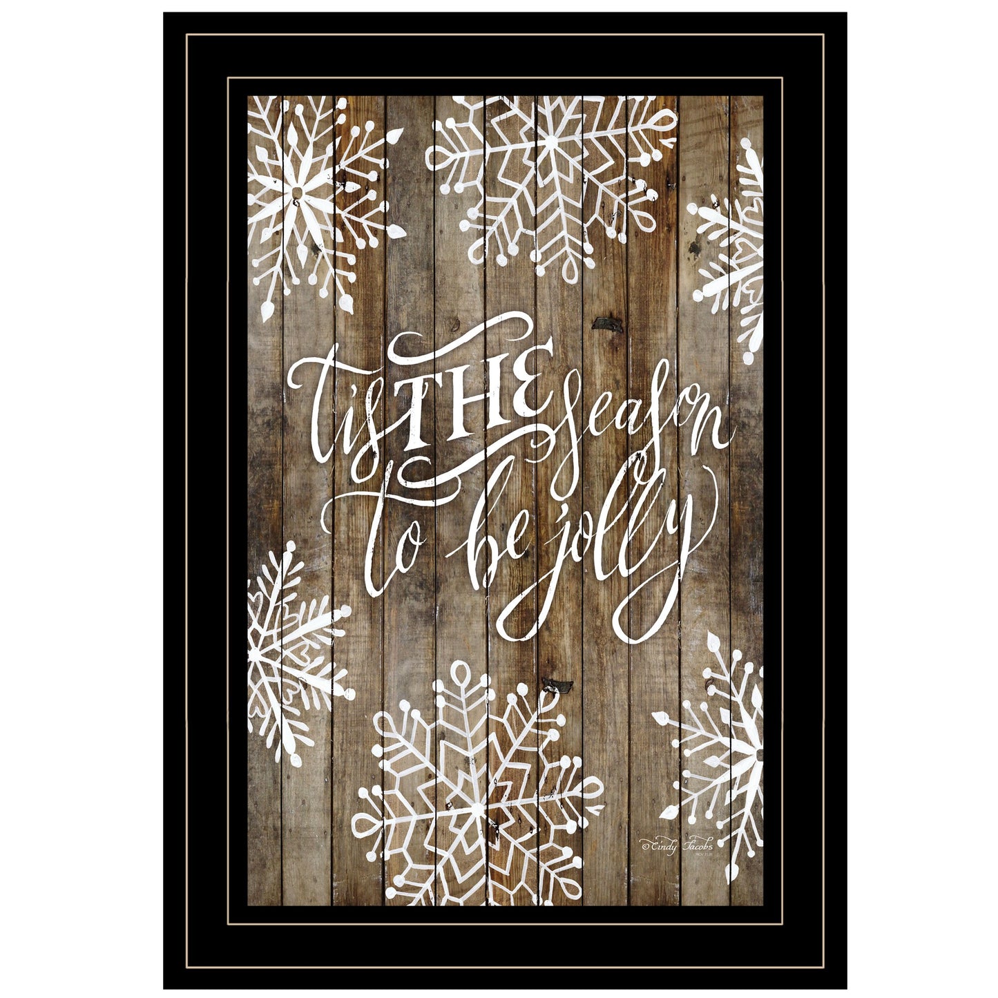 Tis The Season Snowflakes 2 Black Framed Print Wall Art