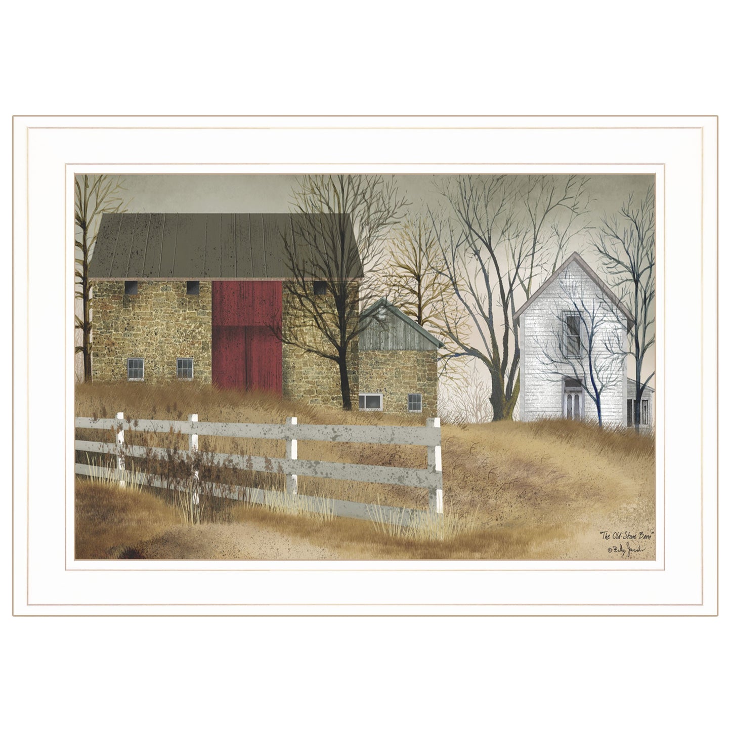 The Old Stone Barn 1 White Framed Print Wall Art