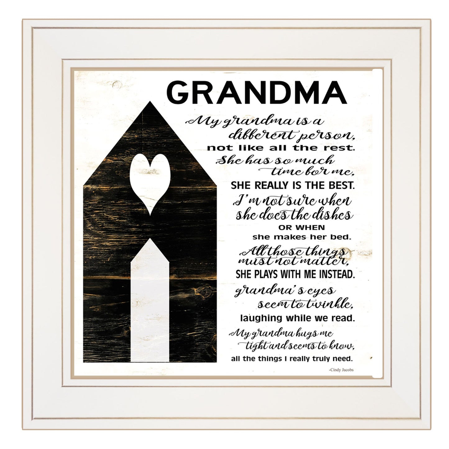 My Grandma White Framed Print Wall Art
