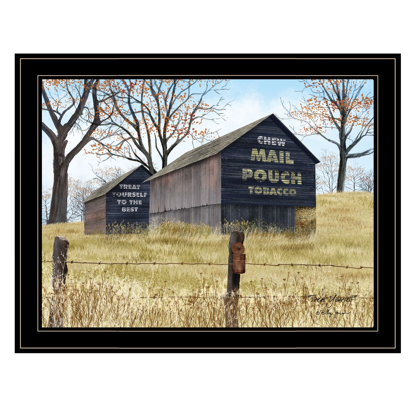 Treat Yourself Mail Pouch Tobacco Barn Black Framed Print Wall Art