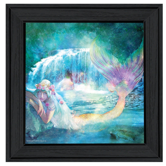 Woodland Cove Mermaid 1 Black Framed Print Wall Art