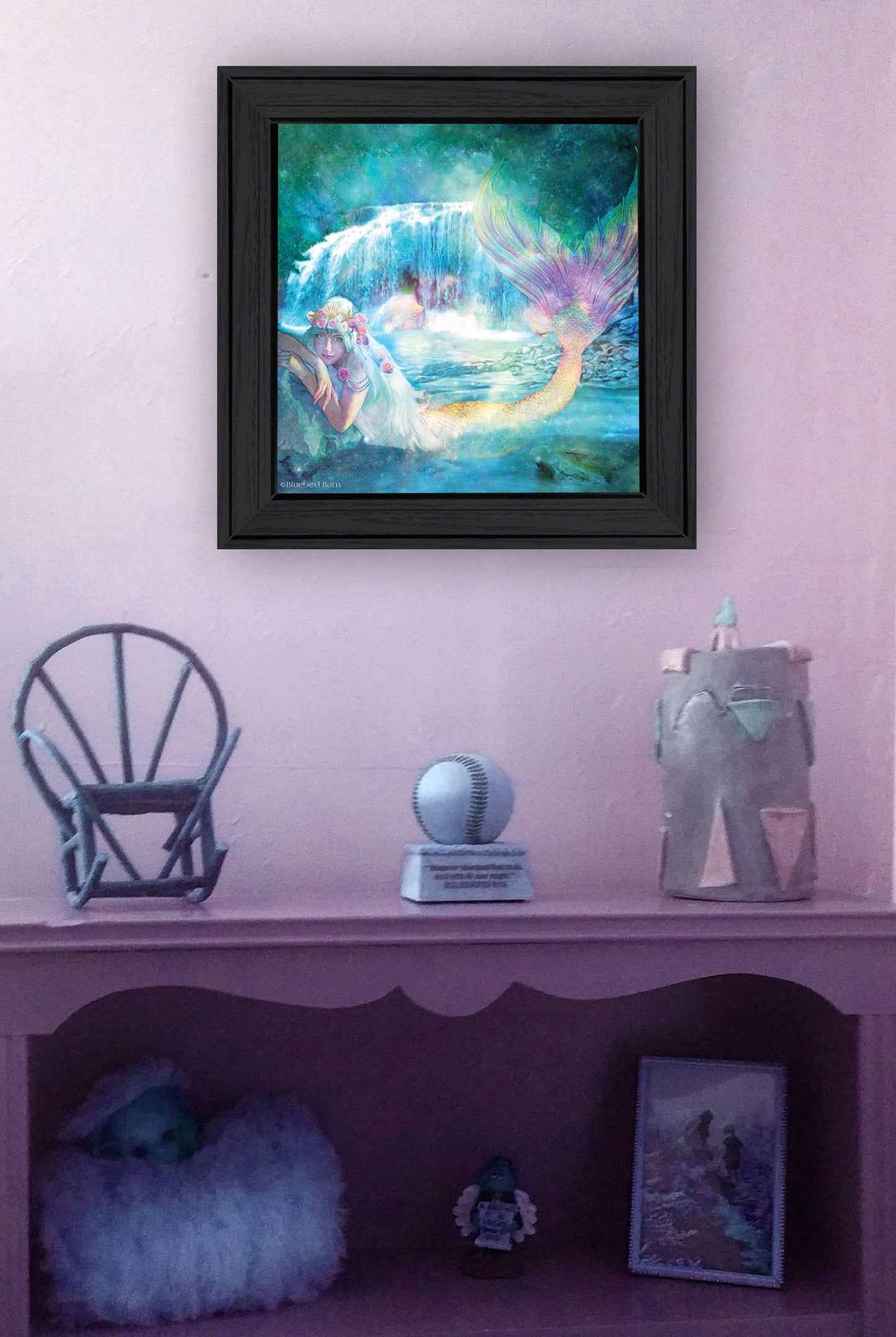 Woodland Cove Mermaid 1 Black Framed Print Wall Art