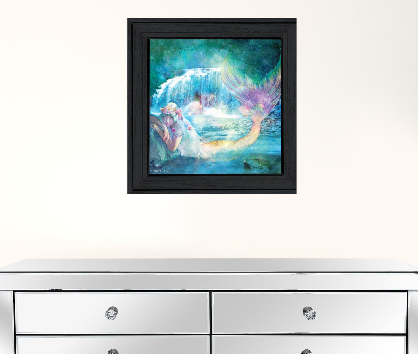 Woodland Cove Mermaid 1 Black Framed Print Wall Art