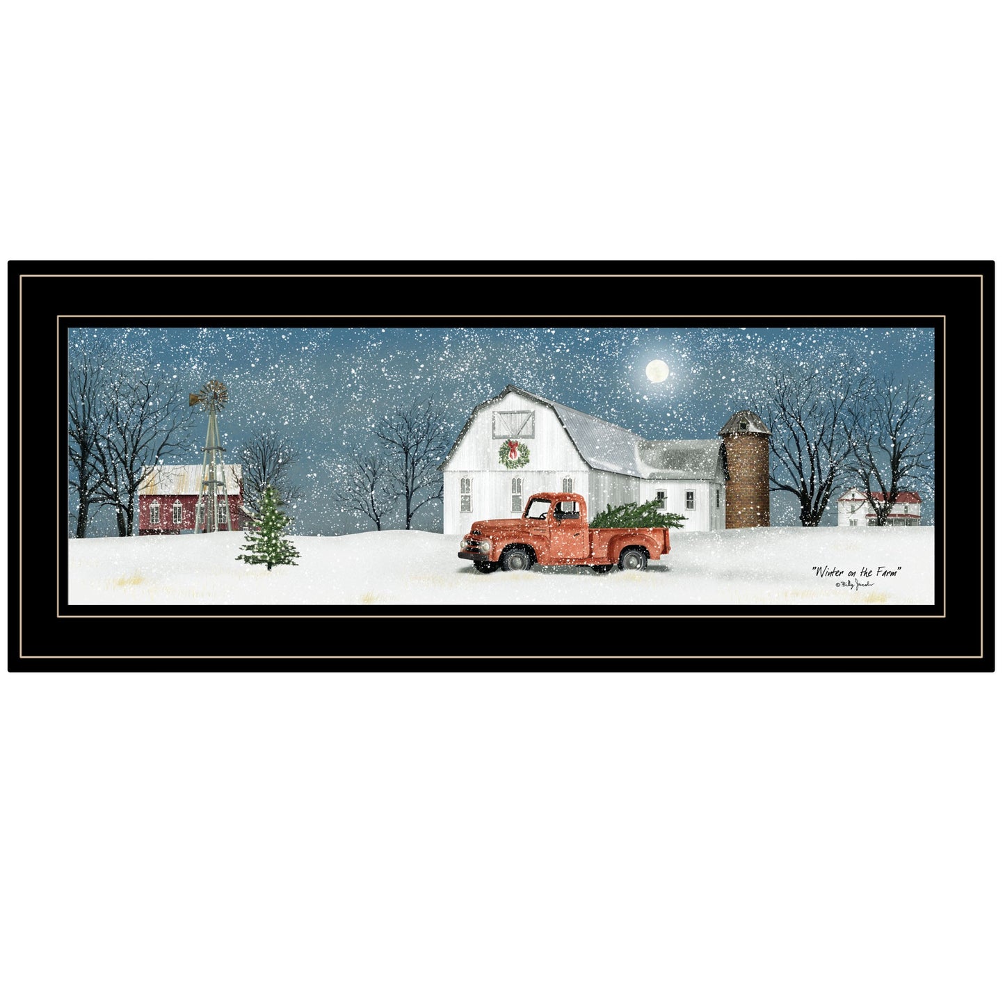 Winter On The Farm 2 Black Framed Print Wall Art