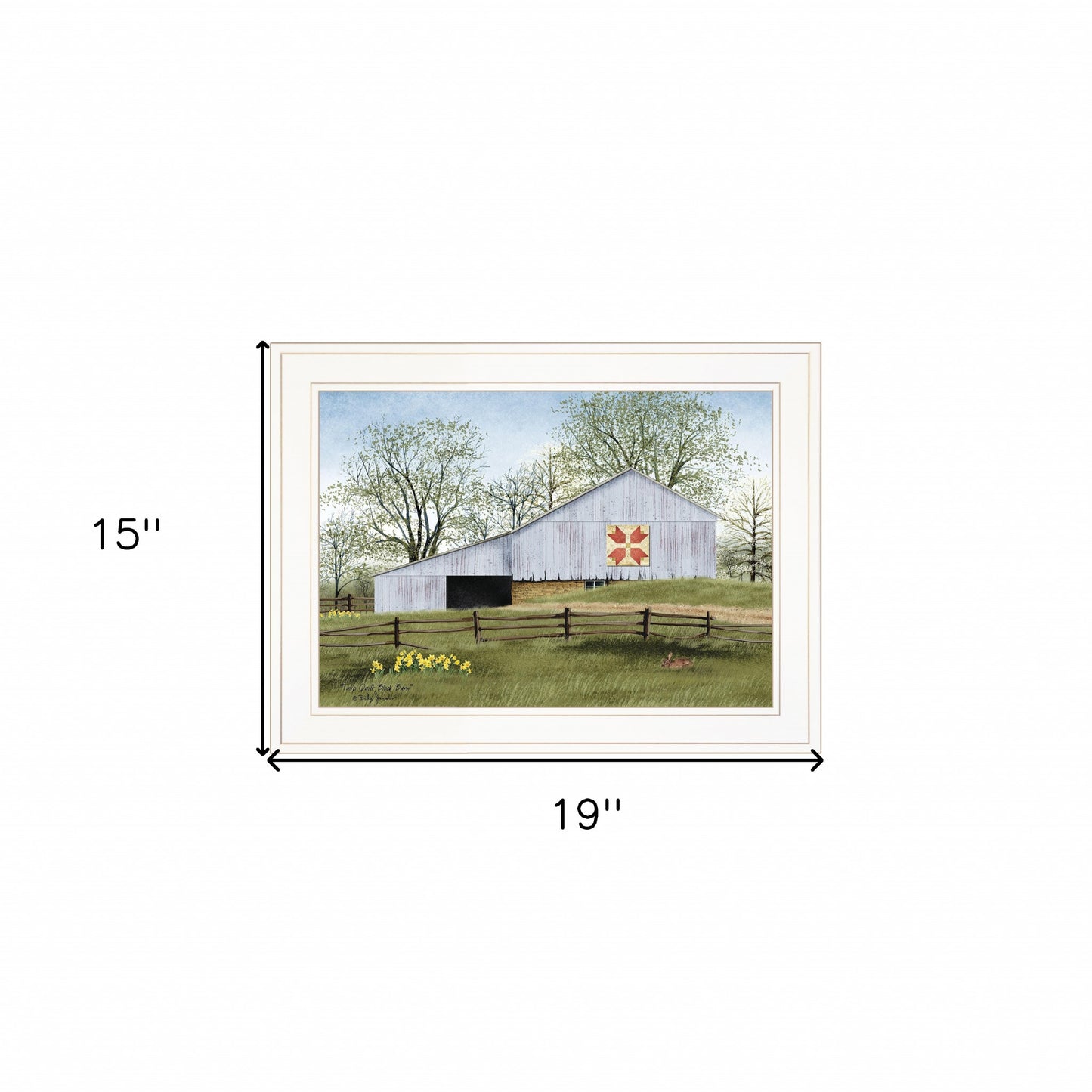 Tulip Quilt Block Barn 1 White Framed Print Wall Art