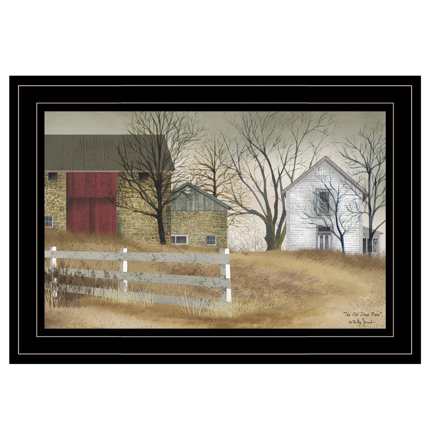 The Old Stone Barn 2 Black Framed Print Wall Art