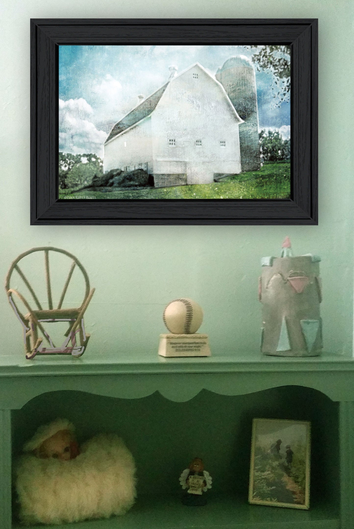 White Barn 2 Black Framed Print Wall Art