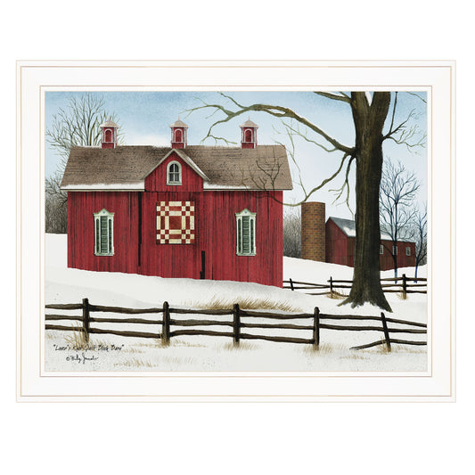 Lovers Knot Quilt Red Barn 2 White Framed Print Wall Art