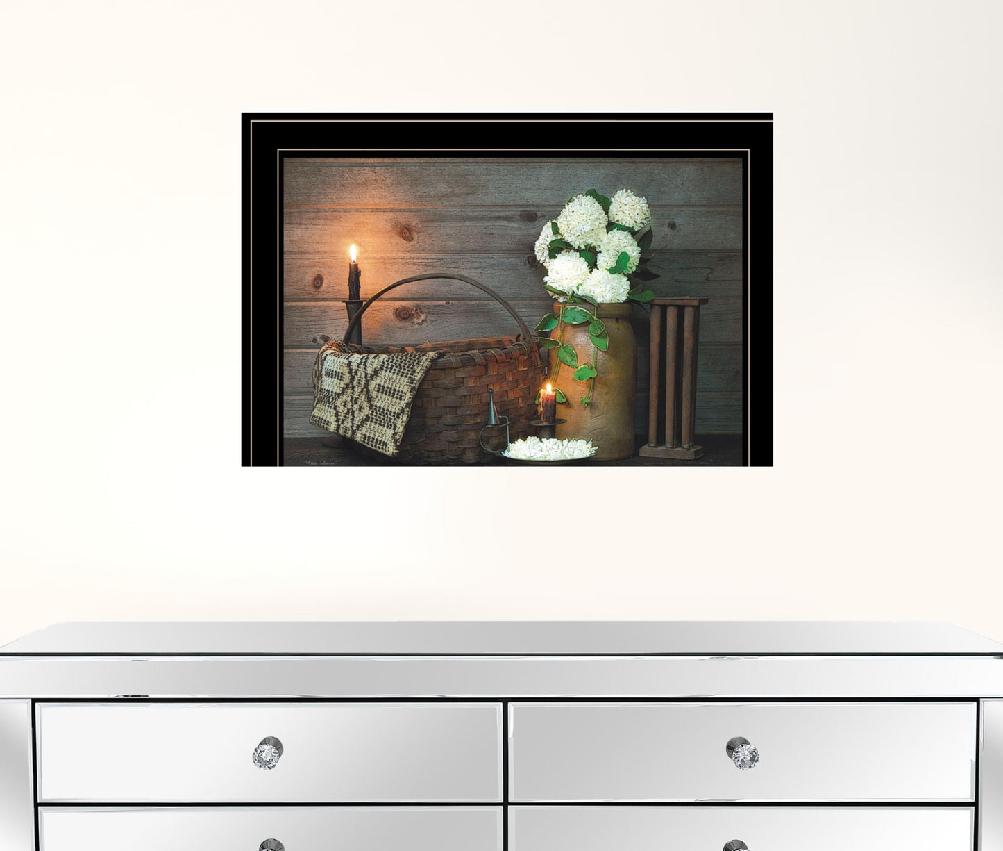 White Flowers 2 Black Framed Print Wall Art