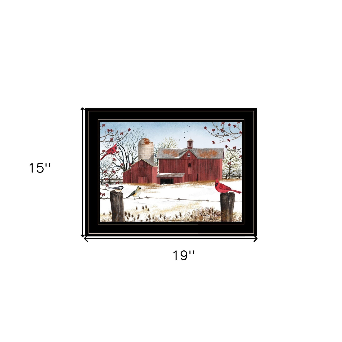 Winter Friends 3 Black Framed Print Wall Art