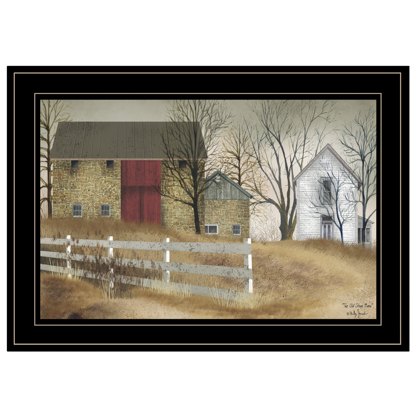 The Old Stone Barn 2 Black Framed Print Wall Art