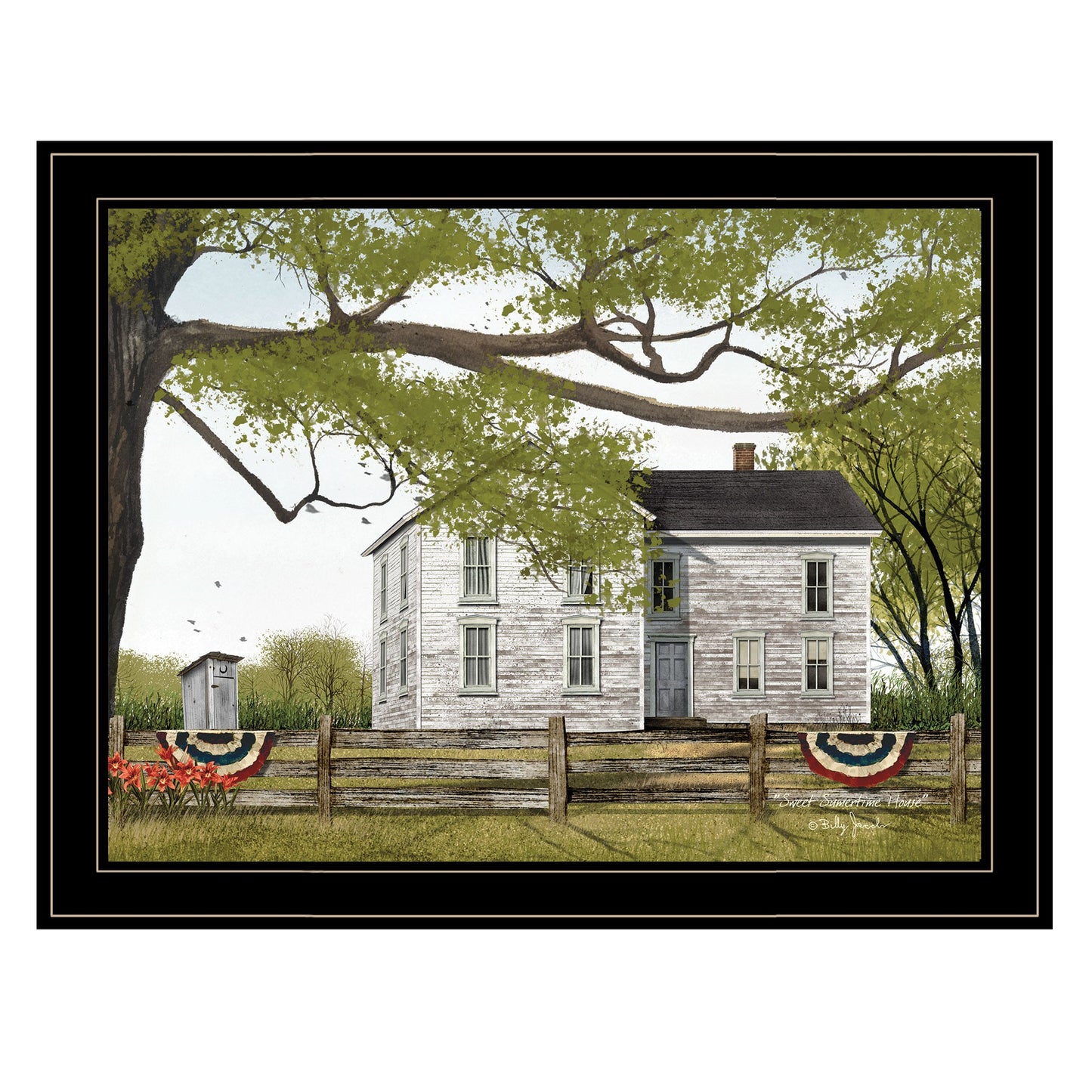 Vintage White Farmhouse Black Framed Print Wall Art