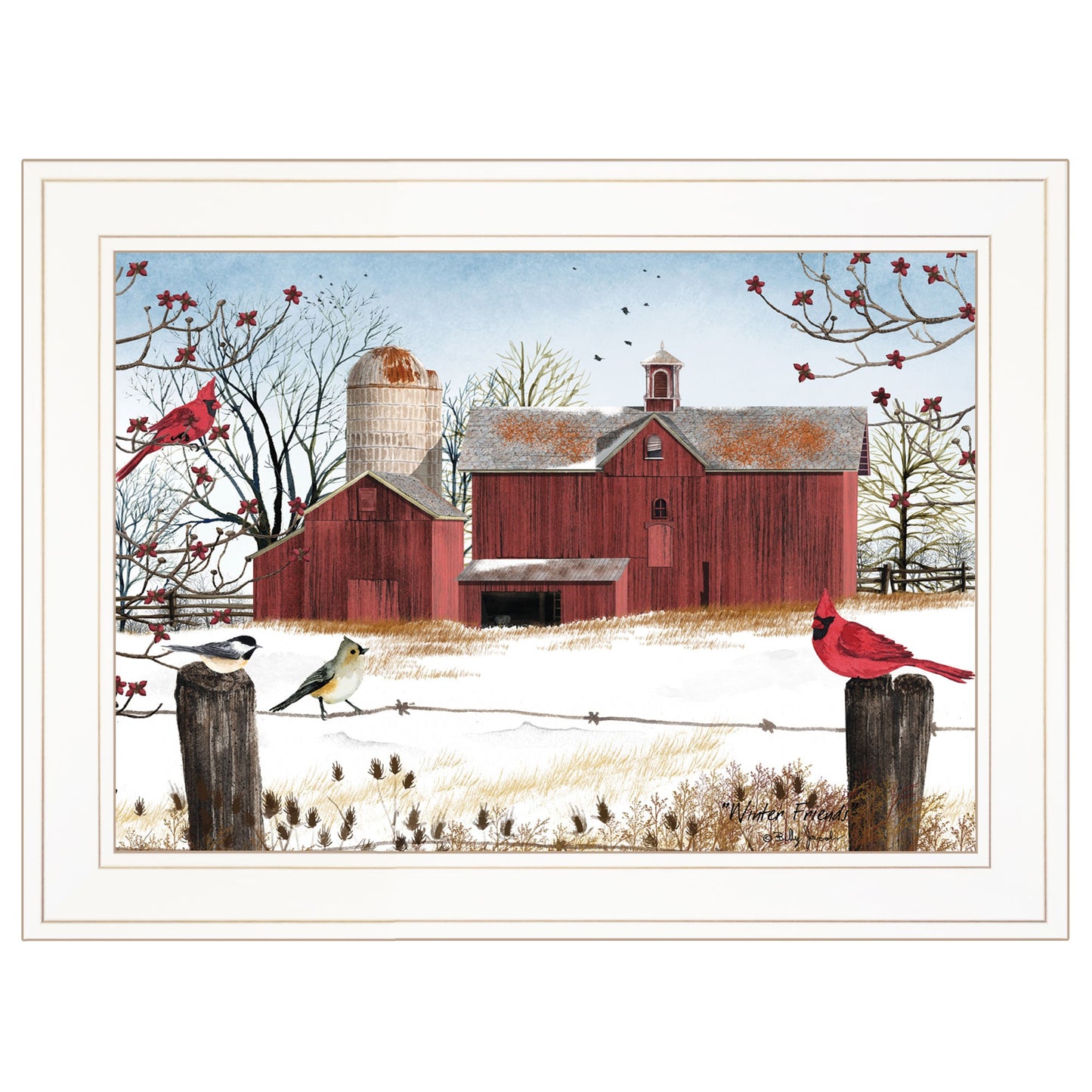 Winter Friends 2 White Framed Print Wall Art