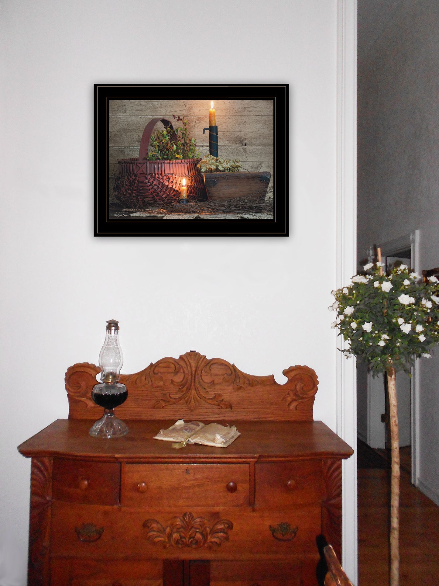 The Red Basket 2 Black Framed Print Wall Art