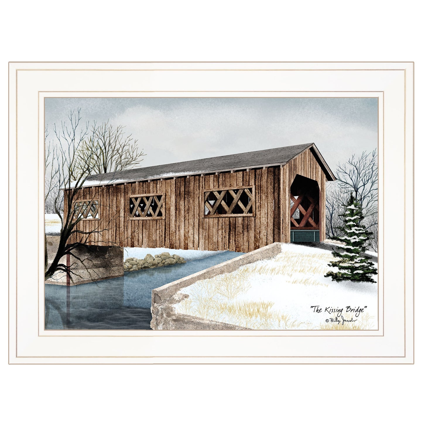 The Kissing Bridge 1 White Framed Print Wall Art