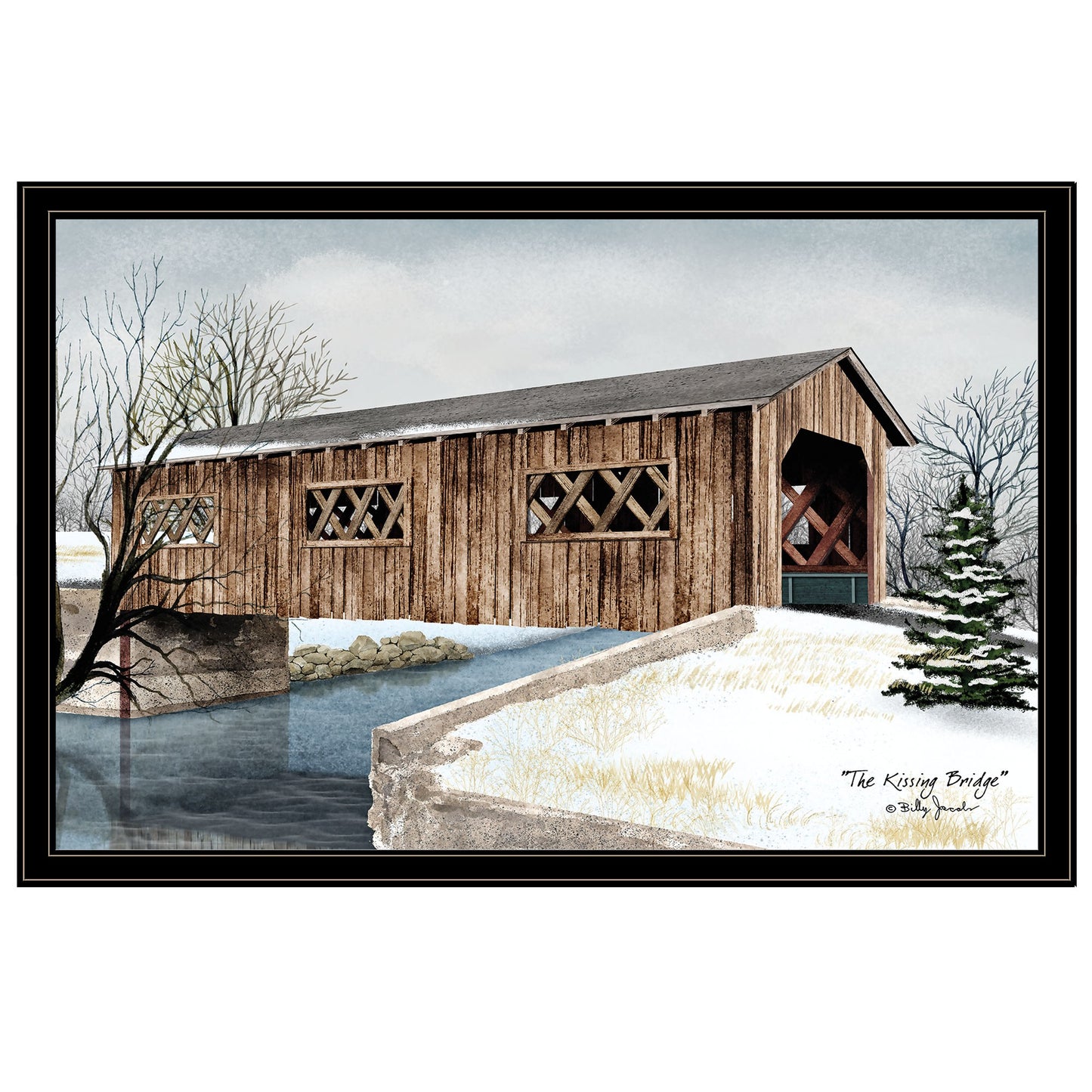 The Kissing Bridge 6 Black Framed Print Wall Art