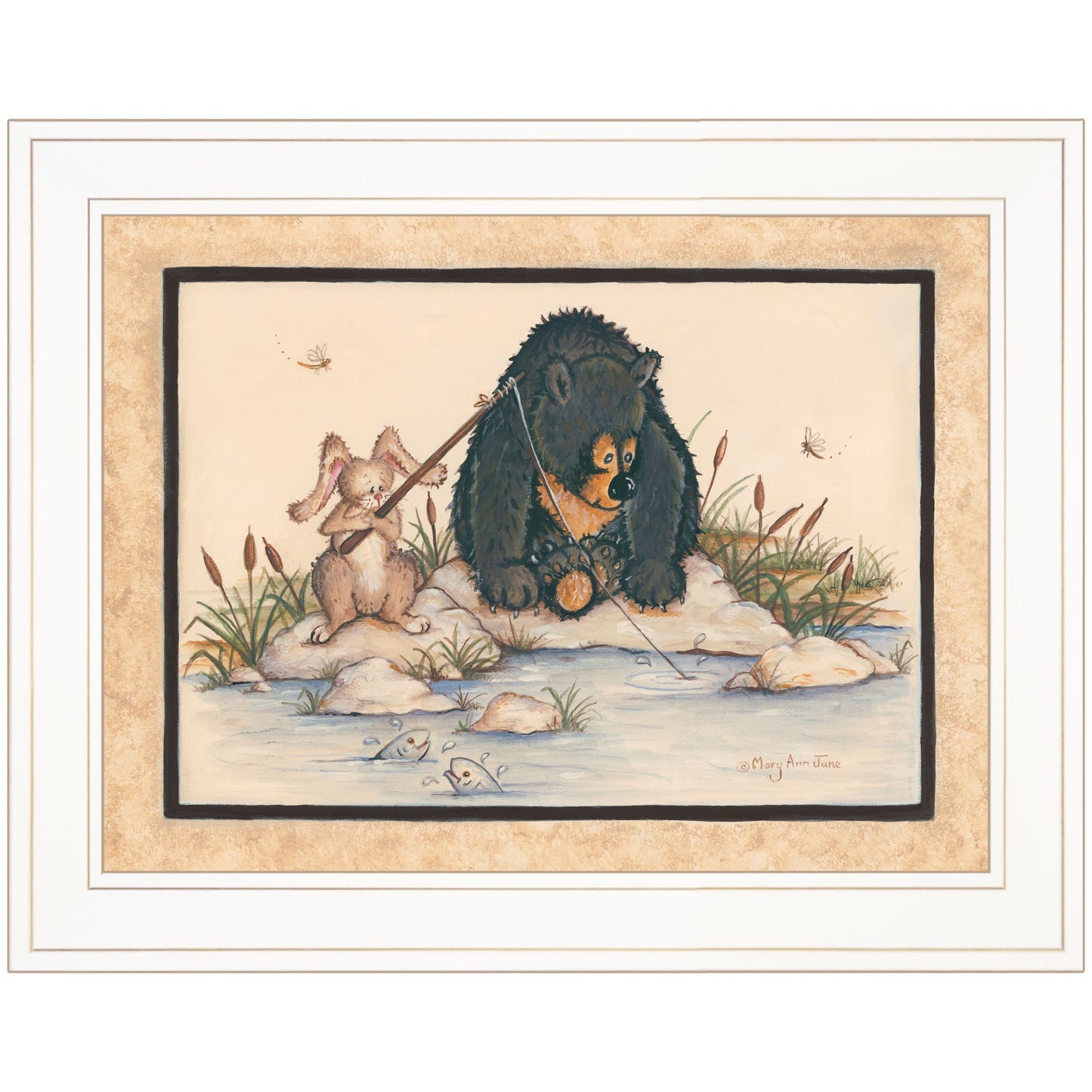 Gone Fishing 1 White Framed Print Wall Art