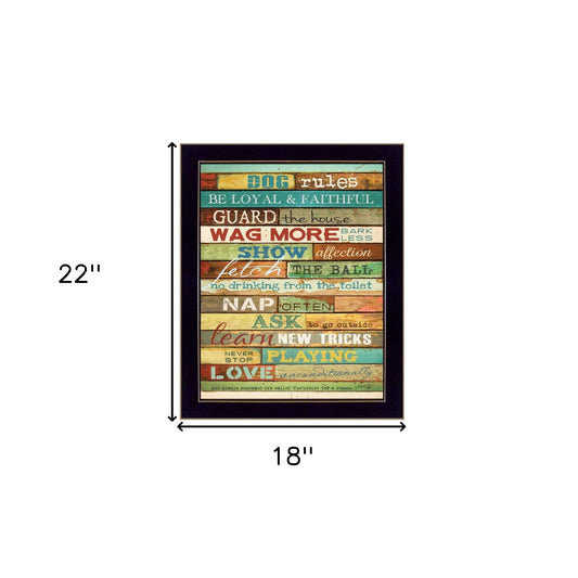 Dog Rules 8 Black Framed Print Wall Art