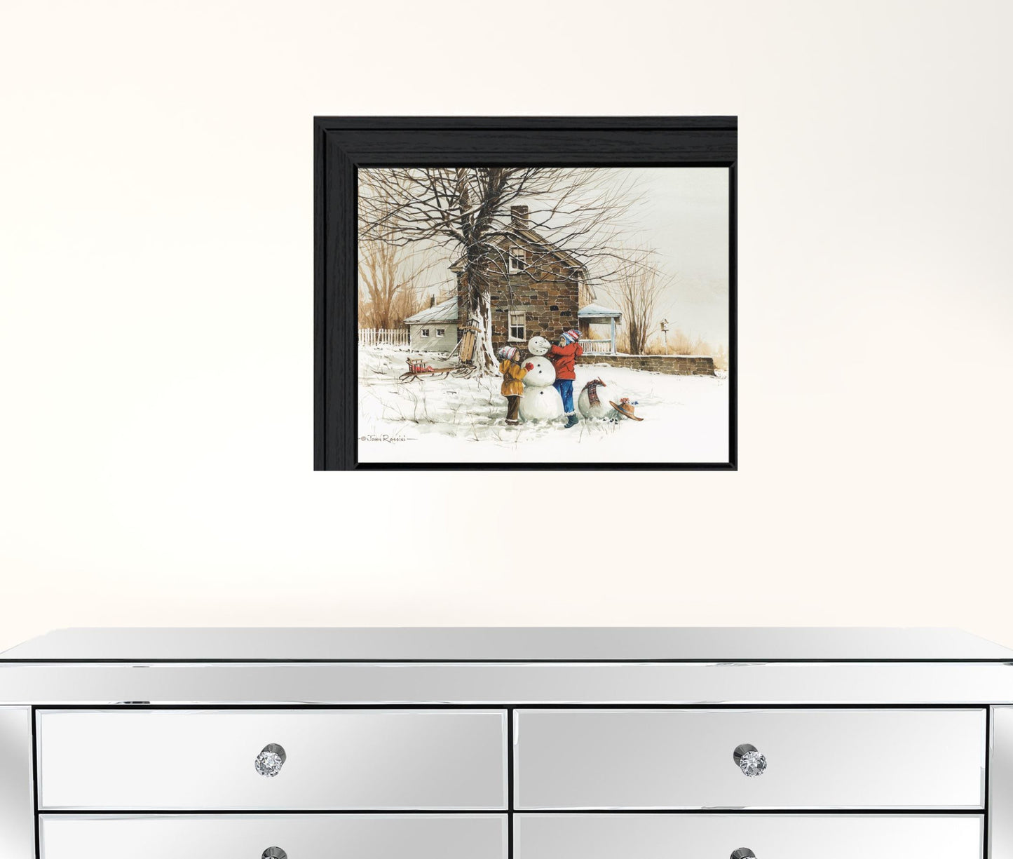 The Joy Of Snow 1 Black Framed Print Wall Art