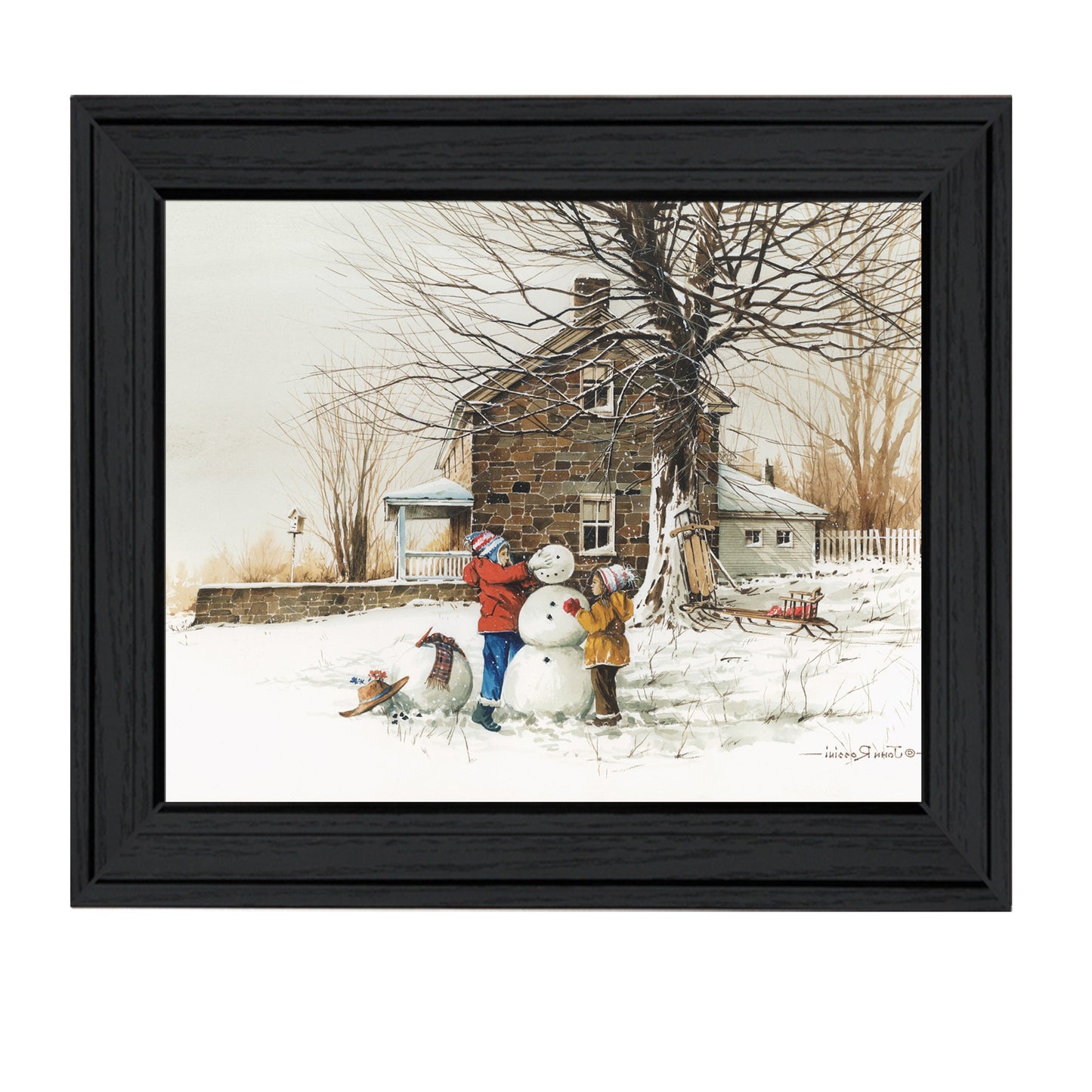 The Joy Of Snow 1 Black Framed Print Wall Art