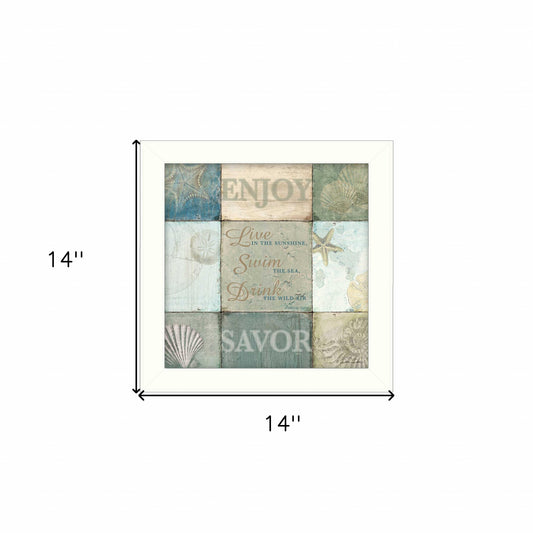Live In The Sunshine 1 White Framed Print Wall Art