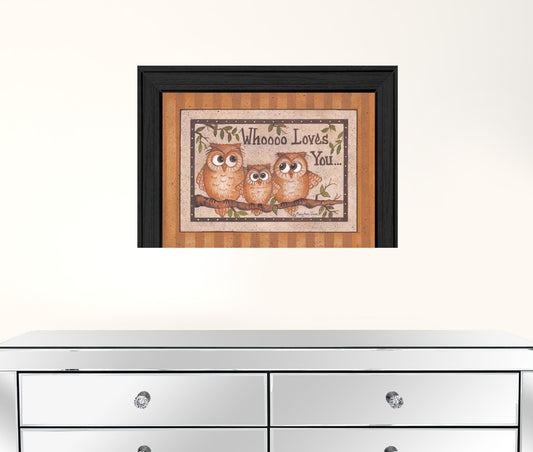 Whoooo Loves You Black Framed Print Wall Art