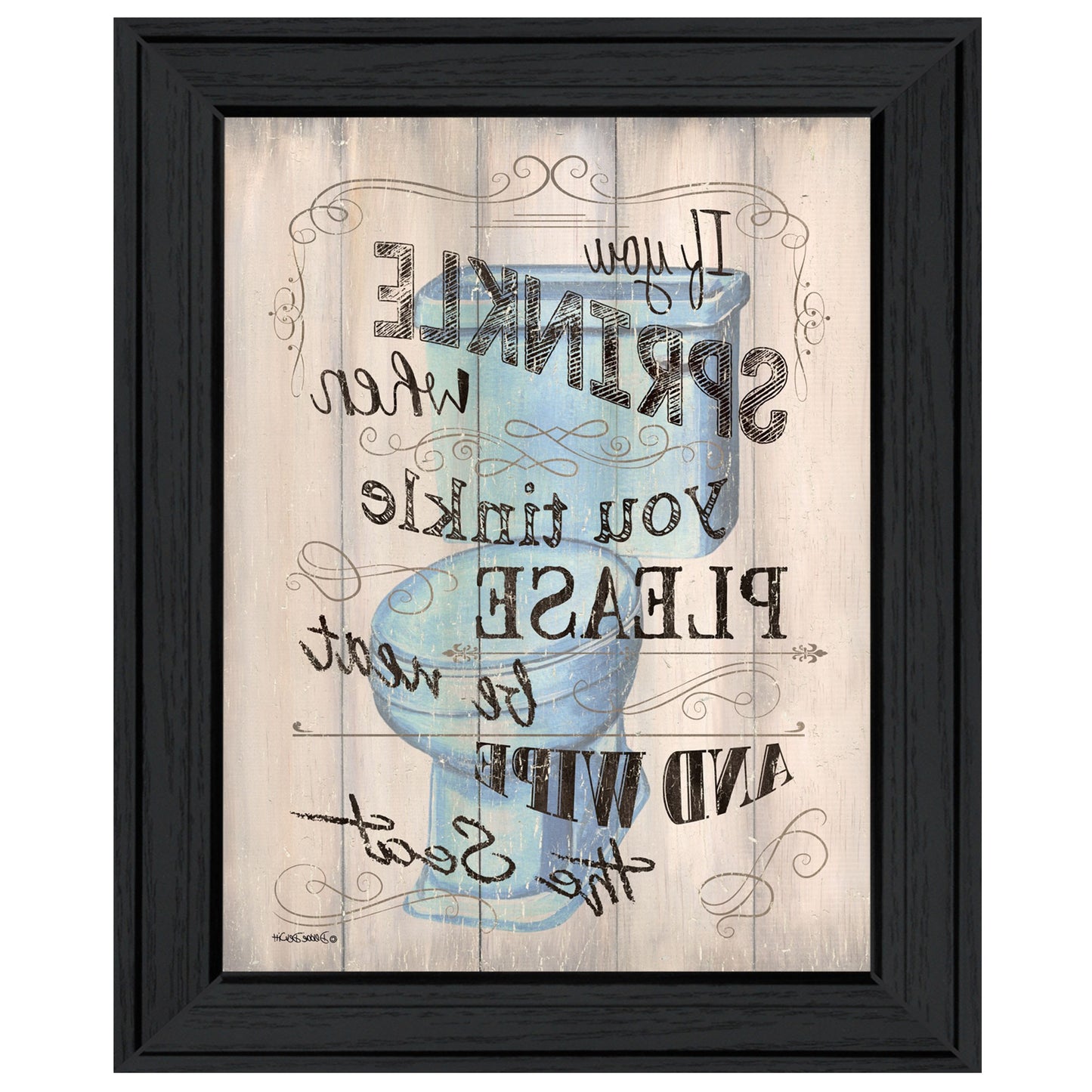 Bathroom Humor 6 Black Framed Print Wall Art