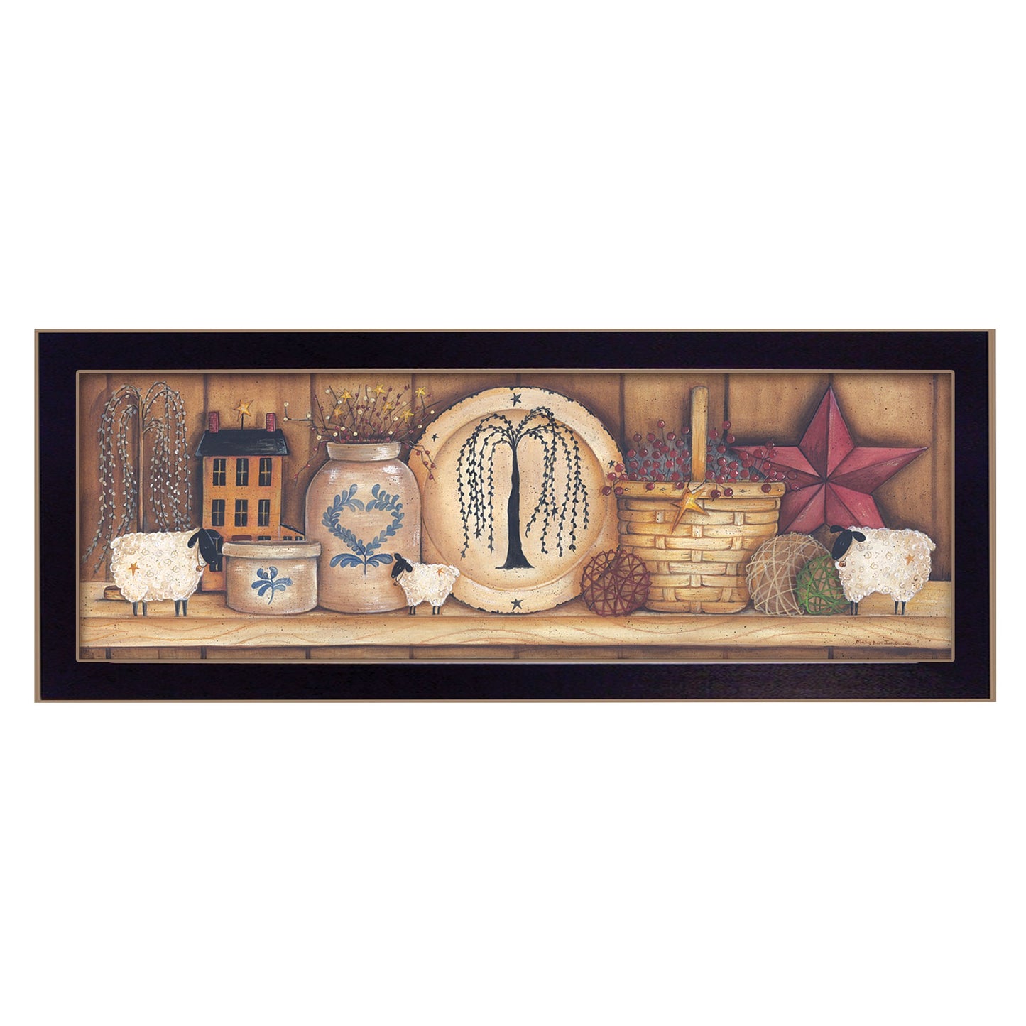 Shelf Gathering 3 Black Framed Print Wall Art