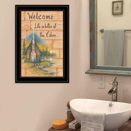 Life Is Better At The Cabin 2 Black Framed Print Wall Art