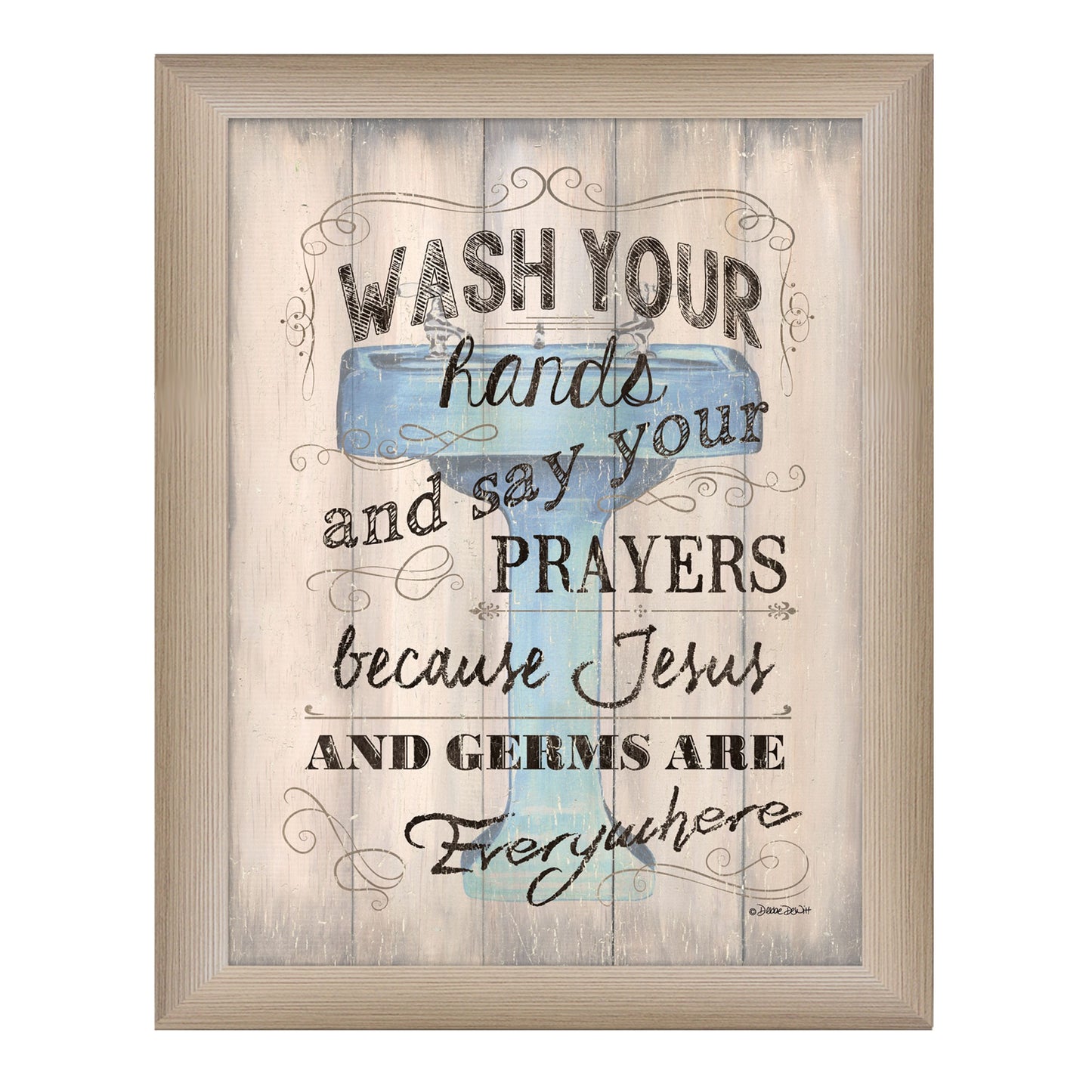 Wash Your Hands 3 Brown Framed Print Wall Art