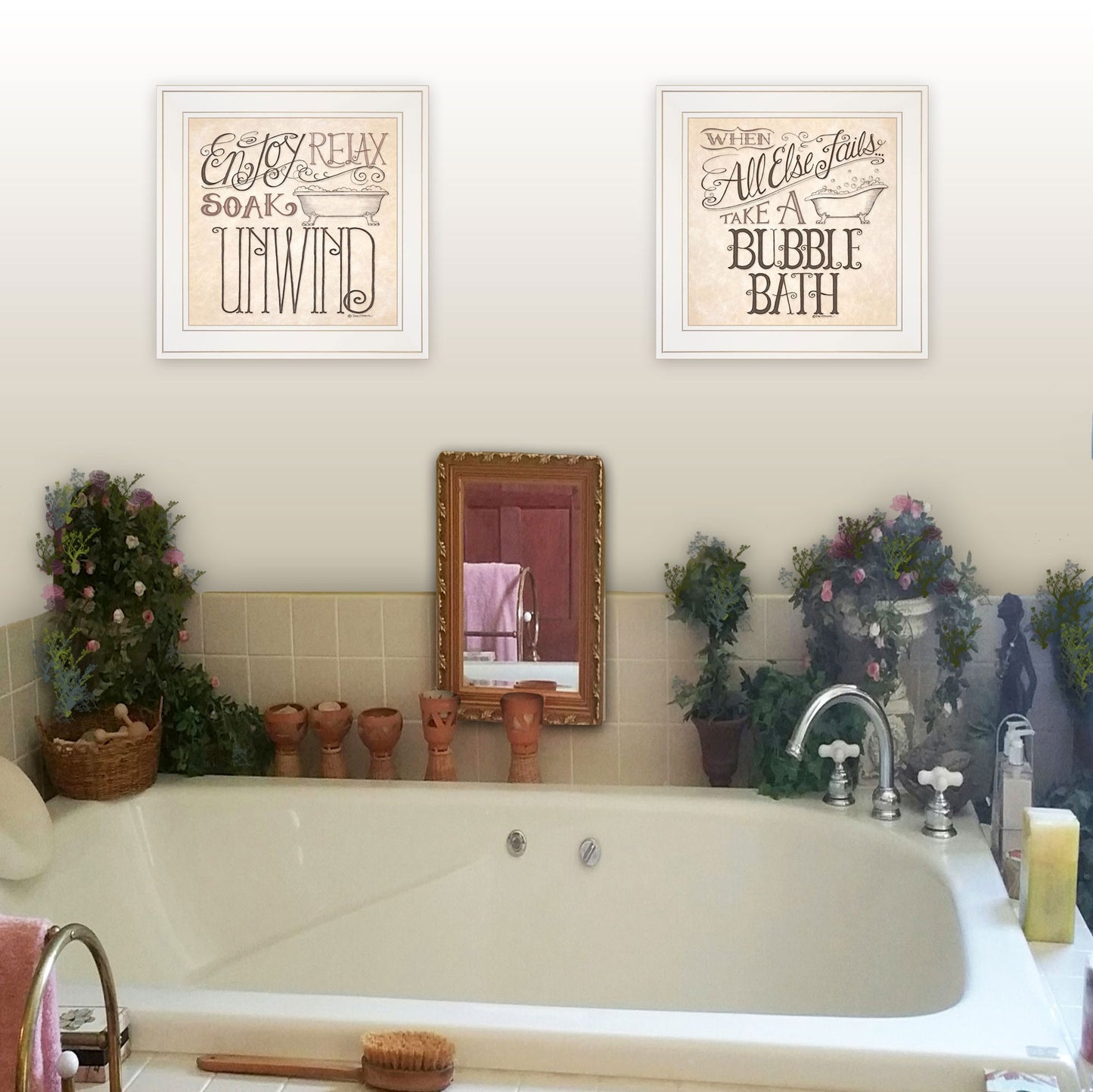 Set Of Two Soak And Unwind 2 White Framed Print Wall Art