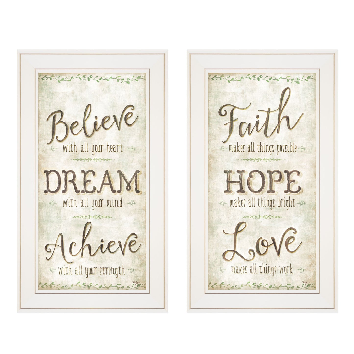 Set Of Two Faith Or Believe 1 White Framed Print Wall Art