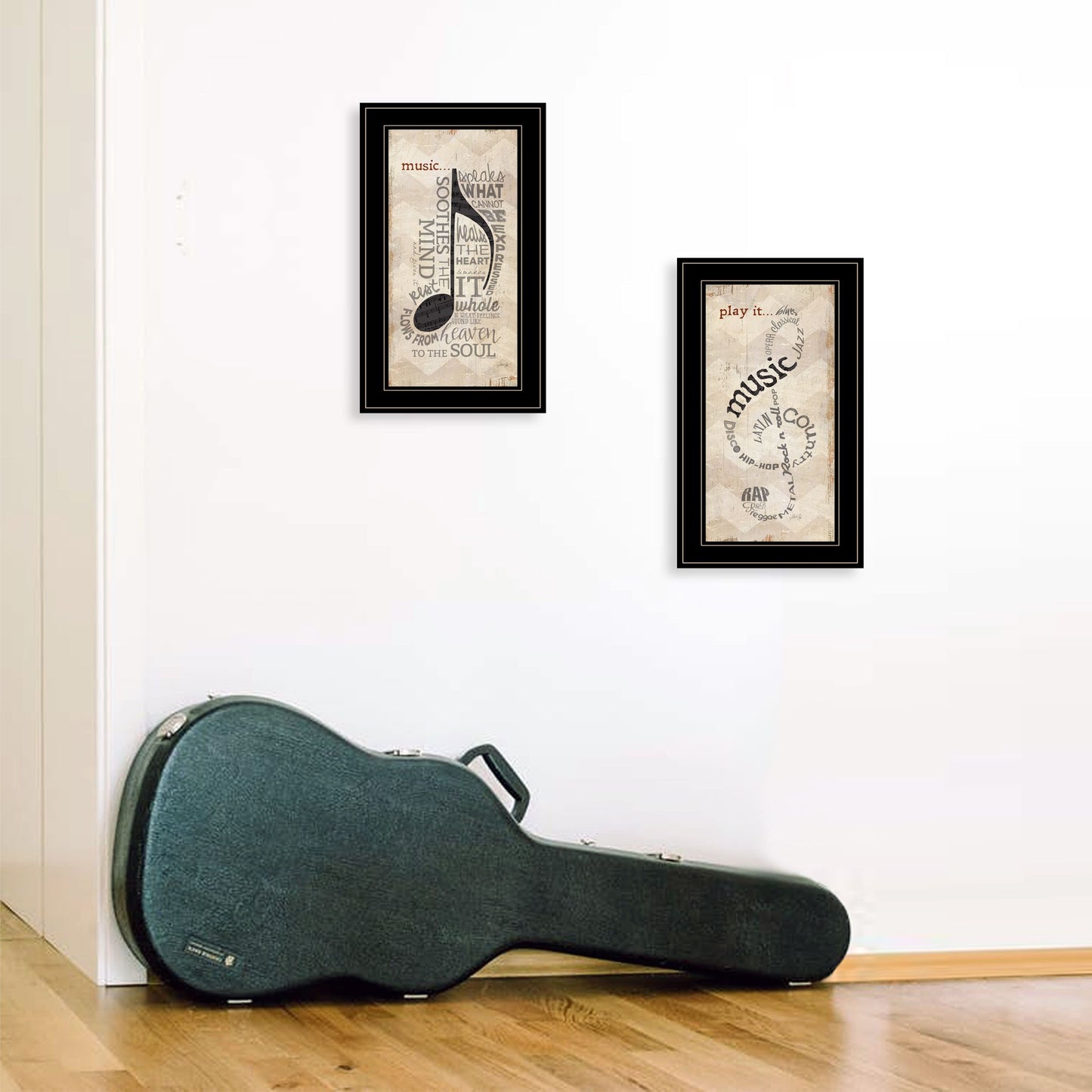 Set Of Two Music 6 Black Framed Print Wall Art