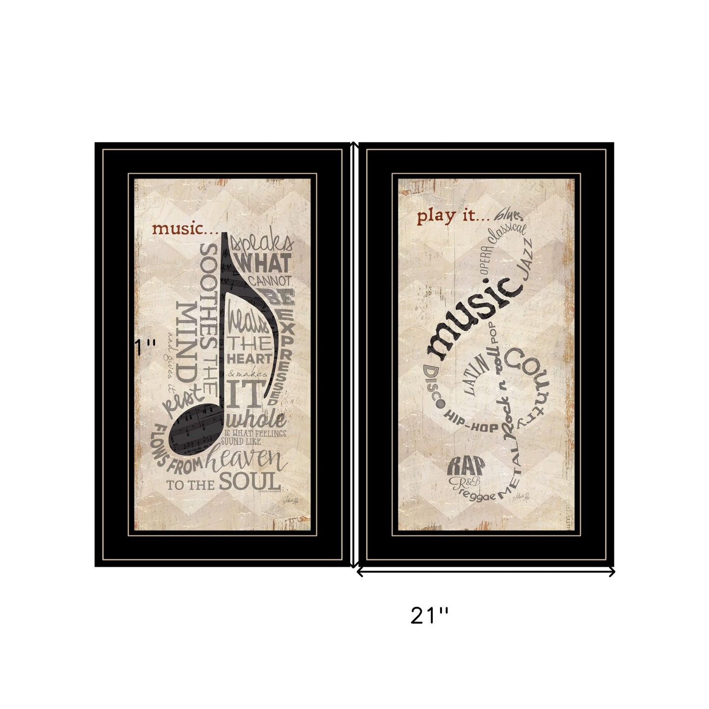 Set Of Two Music 6 Black Framed Print Wall Art