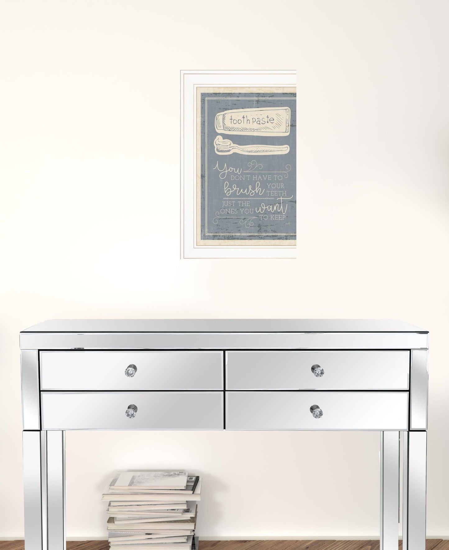 Brush Teeth 2 White Framed Print Wall Art
