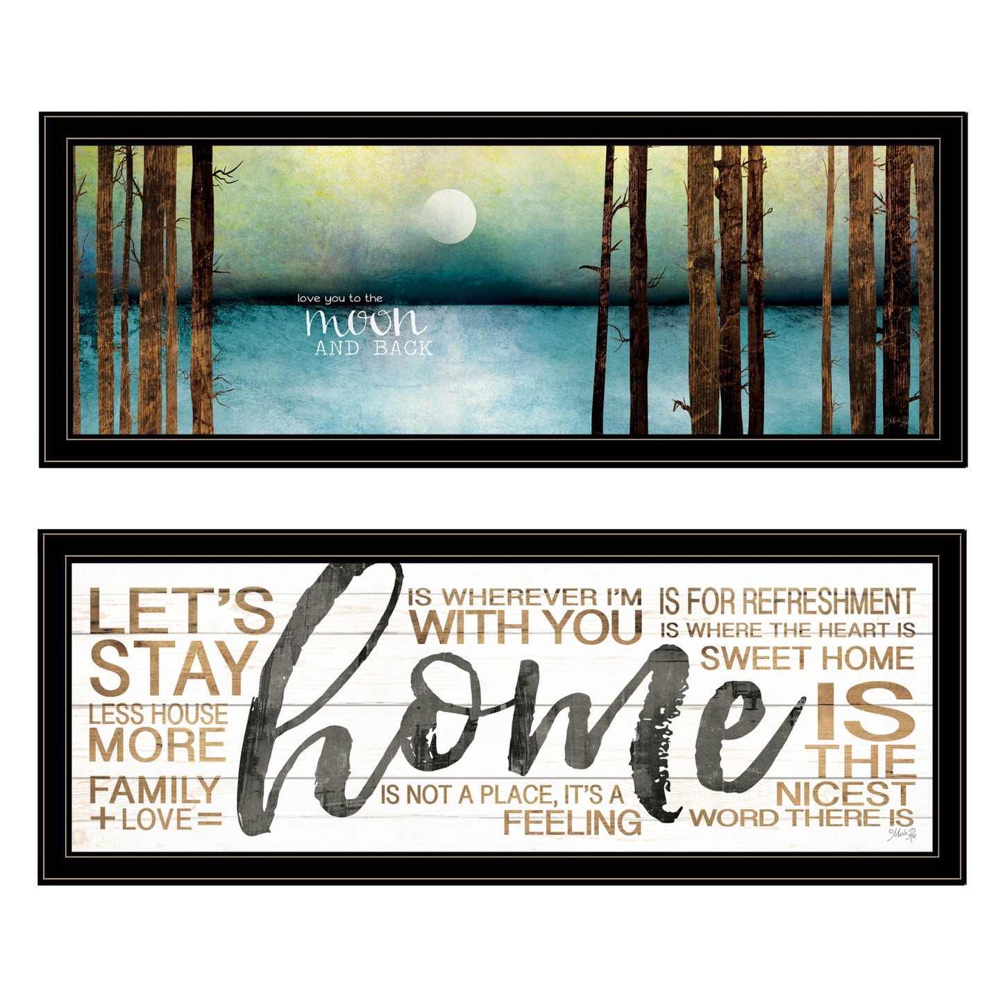 Set Of Two Love Or Home 1 Black Framed Print Wall Art