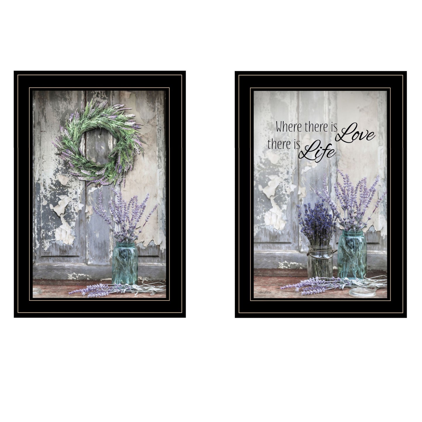 Set Of Two Where There Is Love 2 Black Framed Print Wall Art