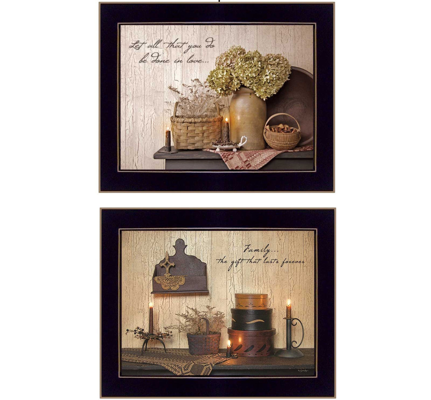 Set Of Two Keepsake Treasures Love and Family Black Framed Print Wall Art