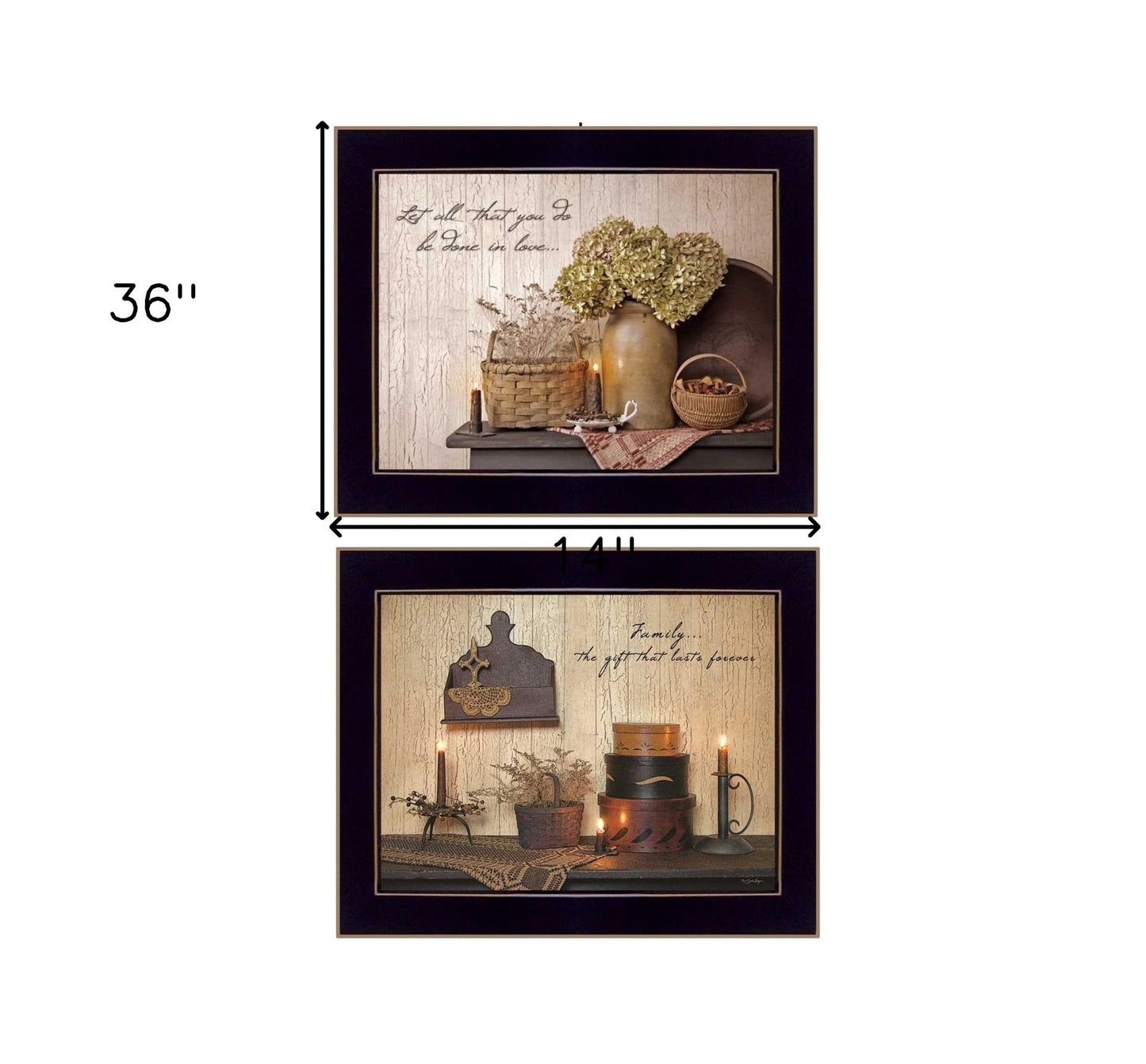 Set Of Two Keepsake Treasures Love and Family Black Framed Print Wall Art