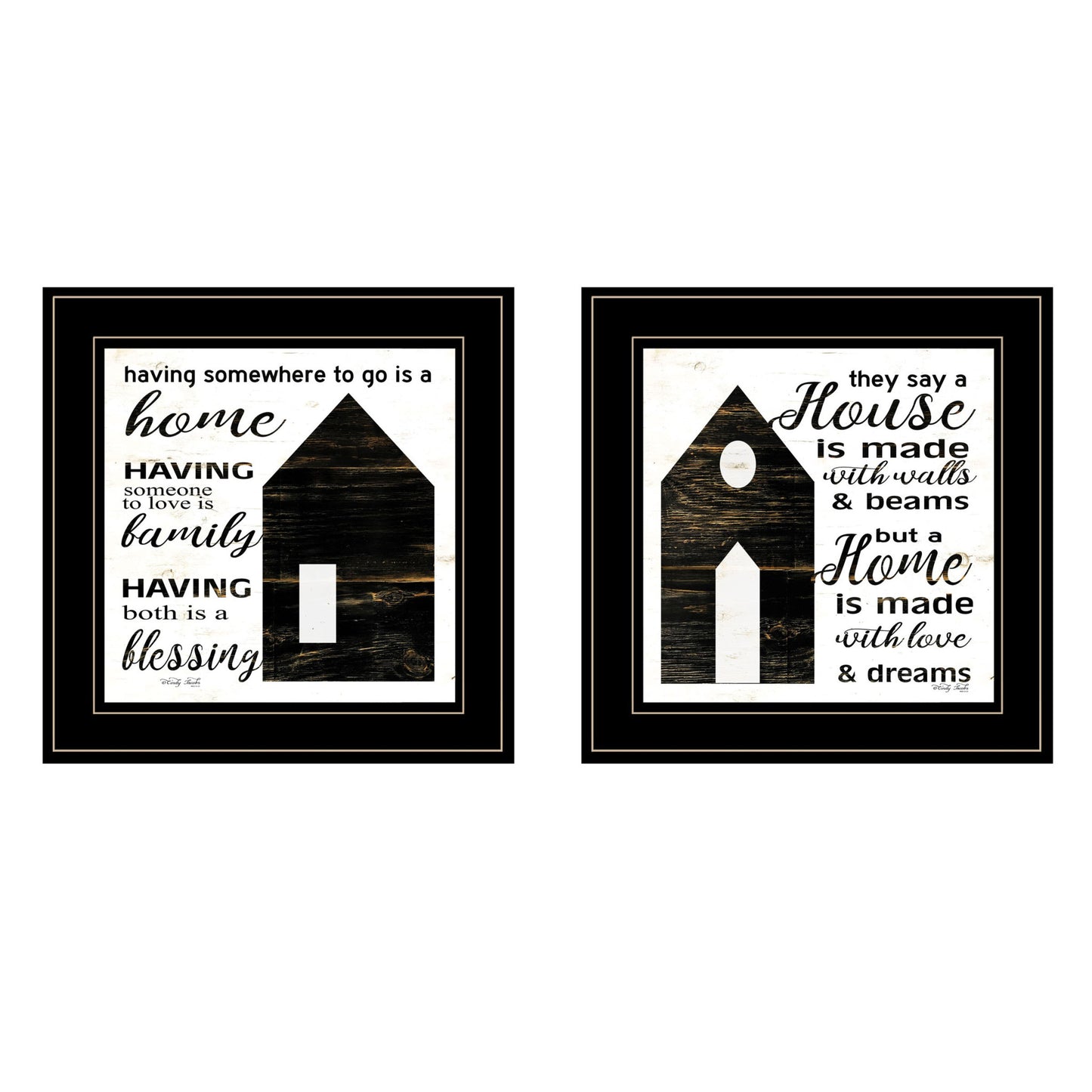 Set Of Two House Or Blessing Black Framed Print Wall Art