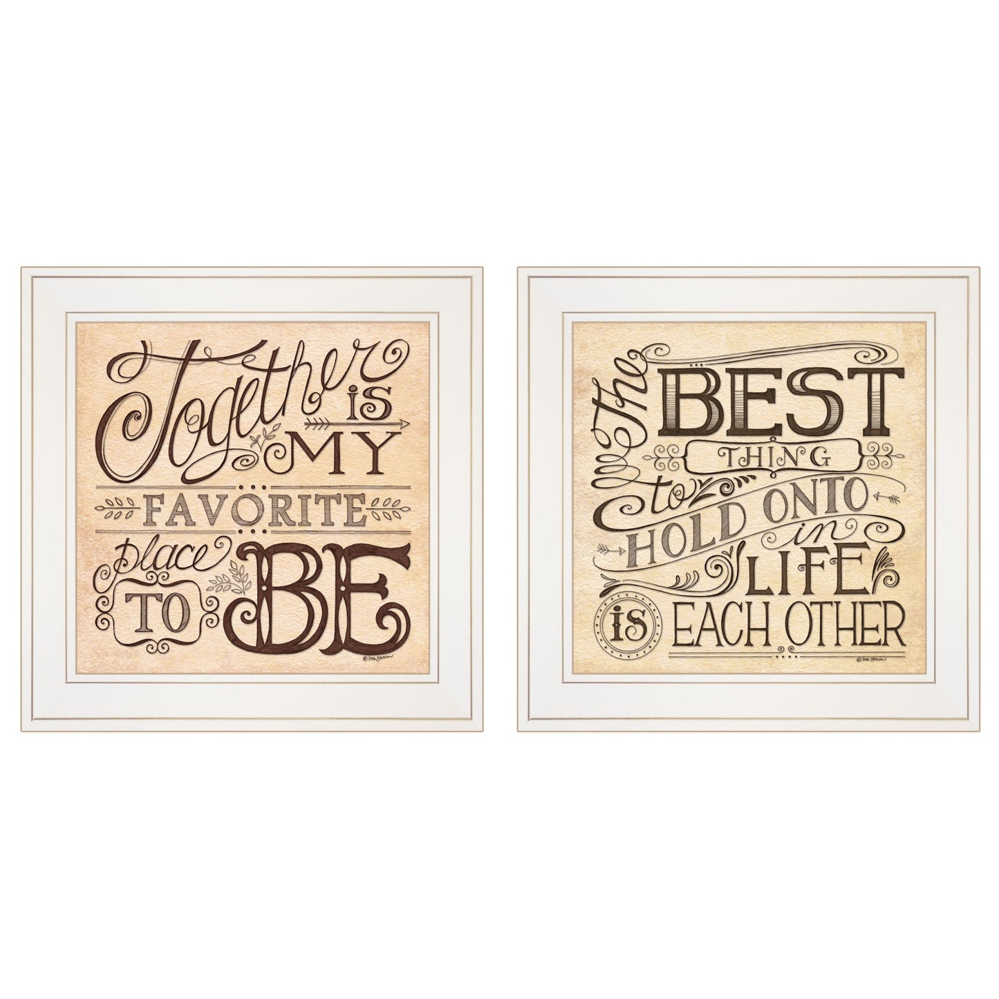 Set Of Two Together Or Each Other 1 White Framed Print Wall Art