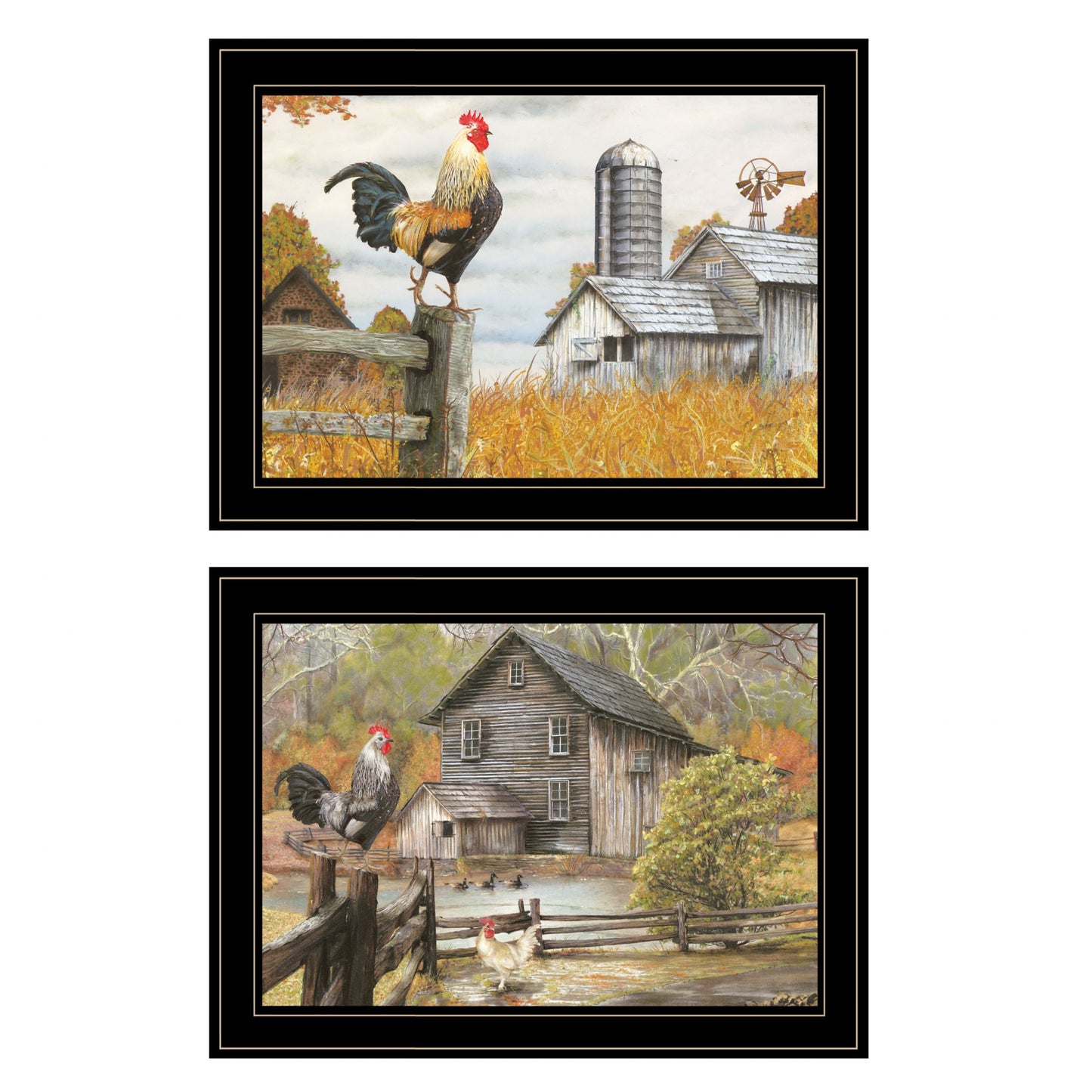 Set Of Two Down On The Farm 2 Black Framed Print Wall Art